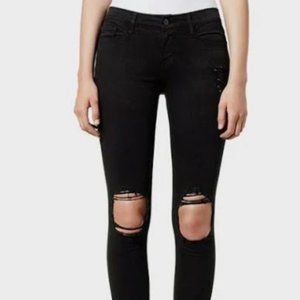 FRAME Black Ripped Skinny Jeans Size 25